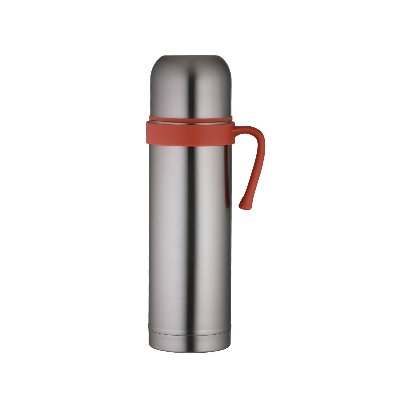 1.3L Stainless Steel Travel Water Bottle With Handle, 300ml Large Steel Lid For Drinking